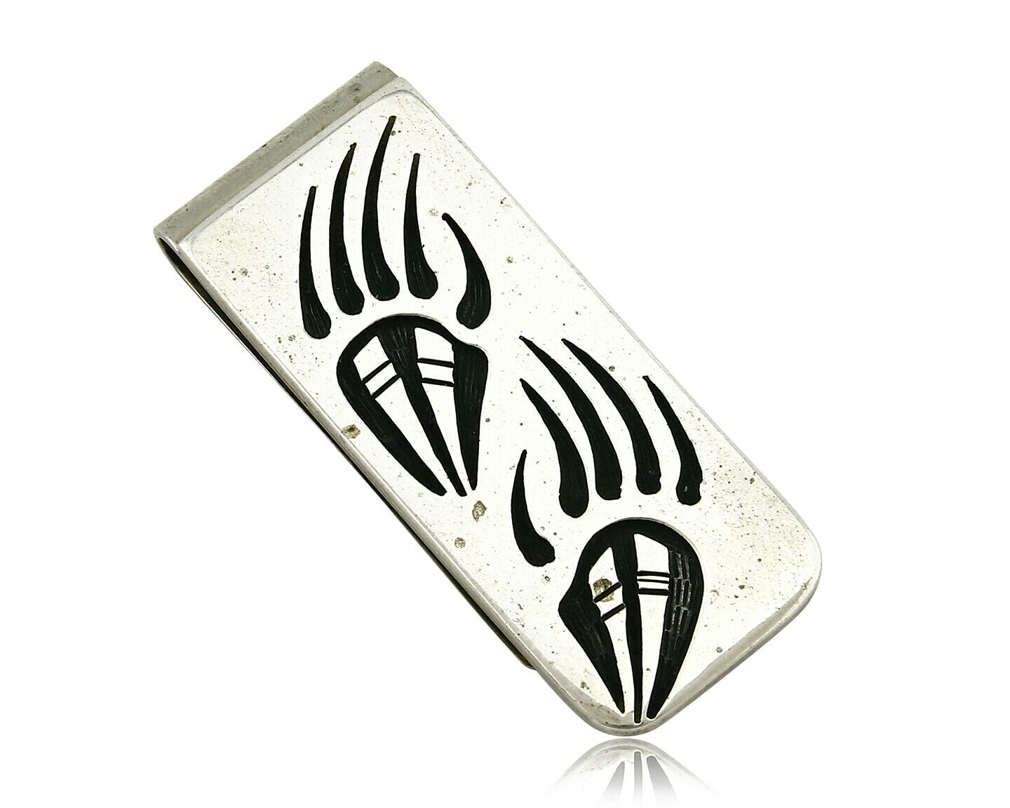 Navajo Money Clip .925 Silver & Nickle Hand Stamped Floyd Naminga