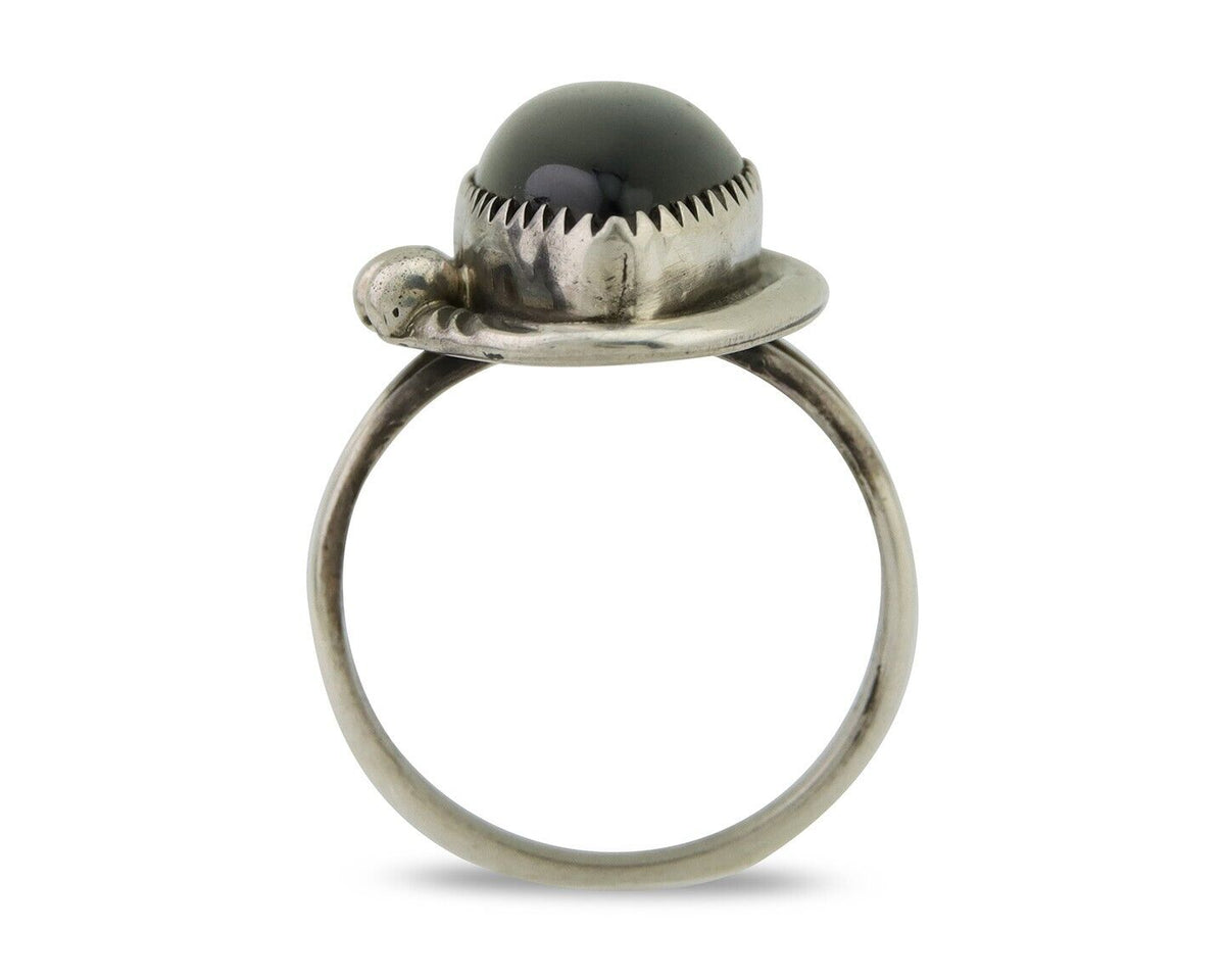 Navajo Handmade Ring 925 Silver Black Onyx Native American Artist C.80's
