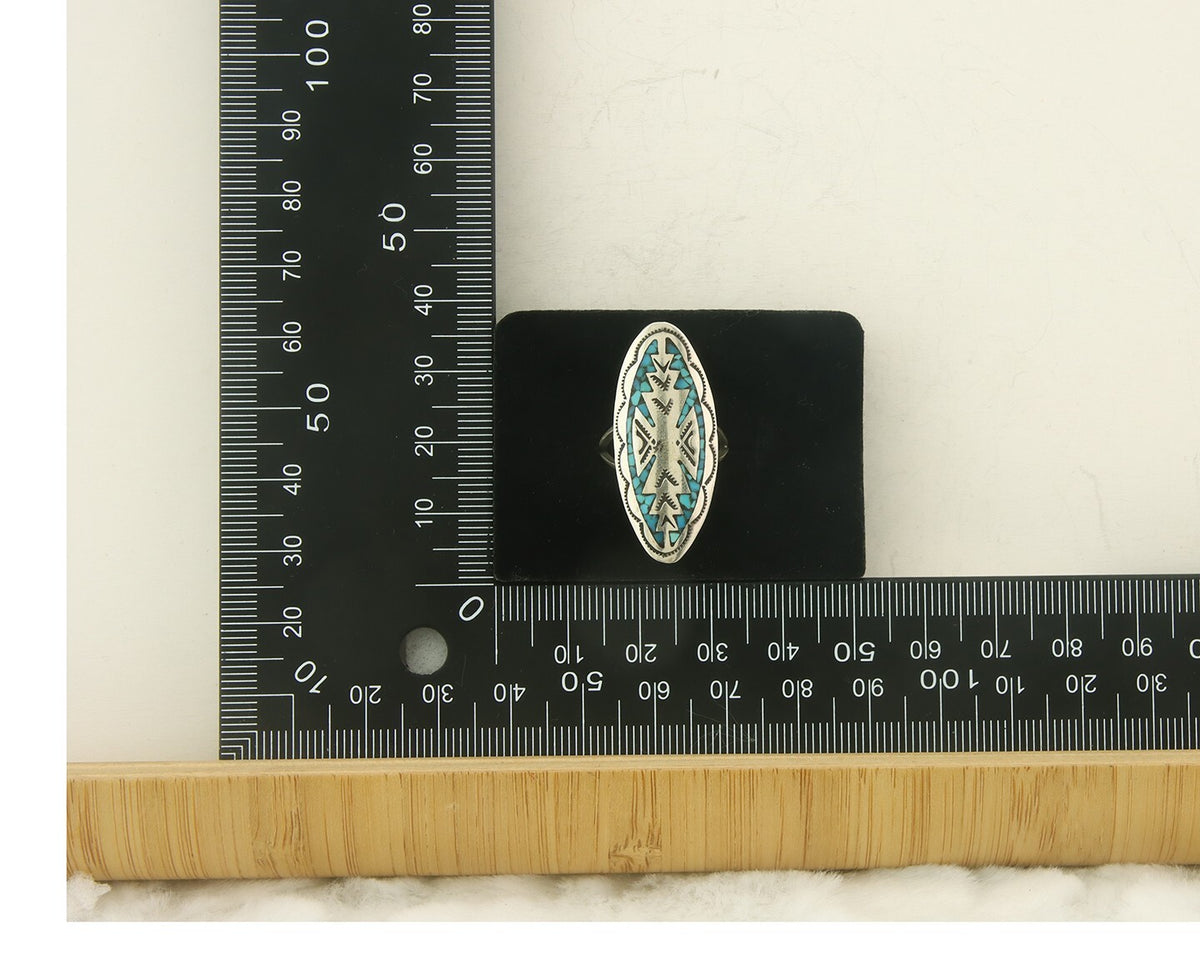 Vintage Navajo Ring 925 Sterling Turquoise Native American Artist Size 5.25