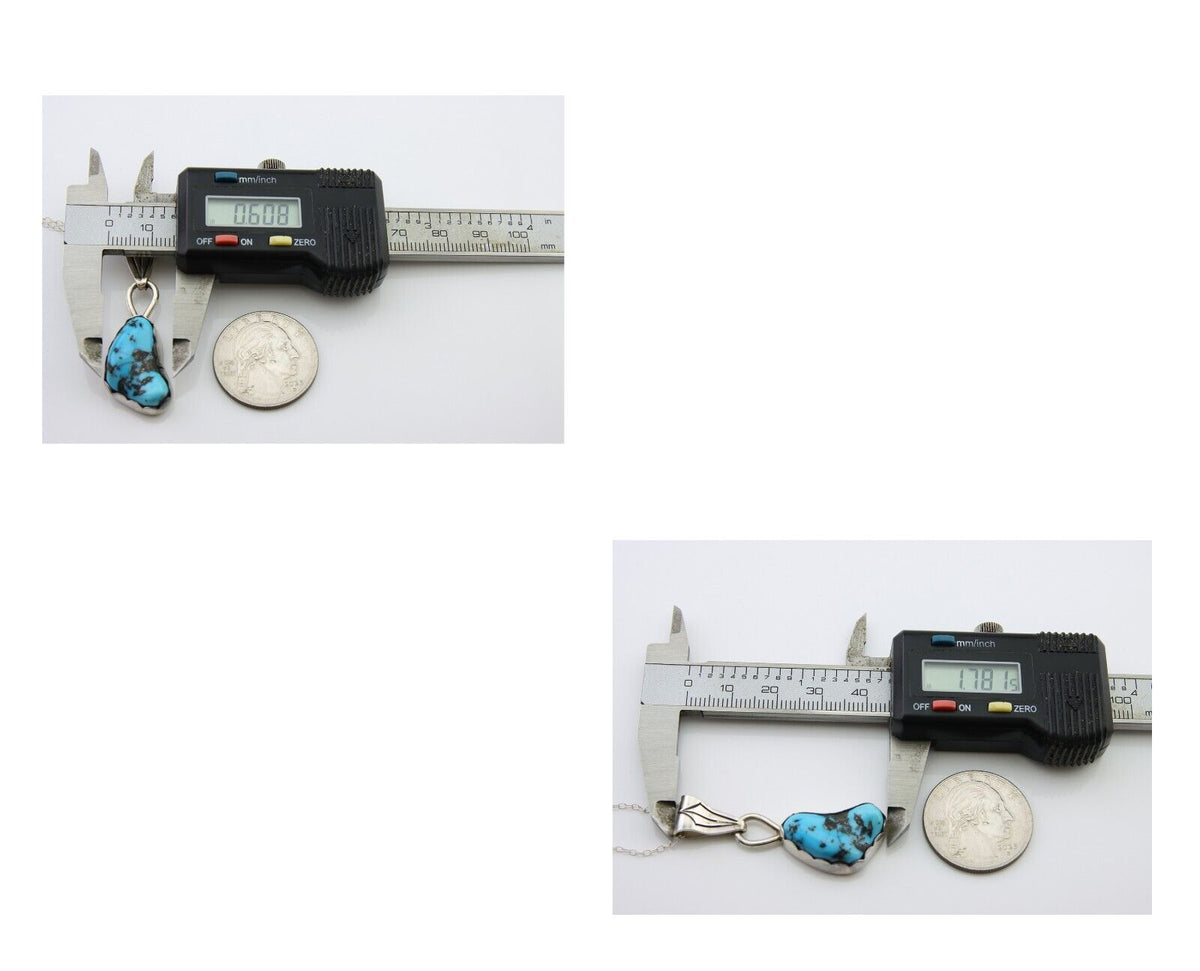 Navajo Necklace 925 Silver Blue Turquoise Artist Signed Tony Guerro C.80's