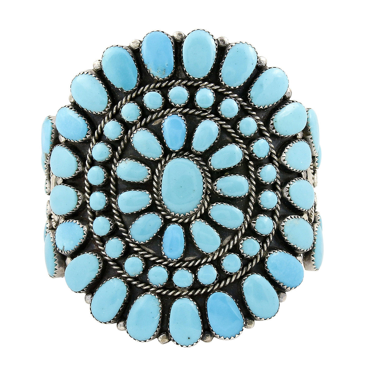VTG RARE Navajo Natural Blue Turquoise .925 Sterling Silver Cuff Bracelet
