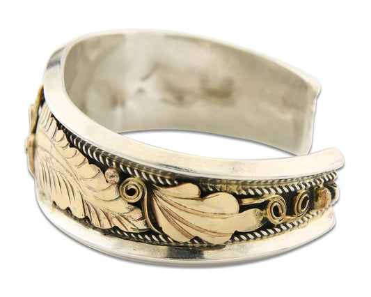 Navajo Bracelet 925 Silver & 12k Yellow Gold Filled Signed Justin Morris C.80's