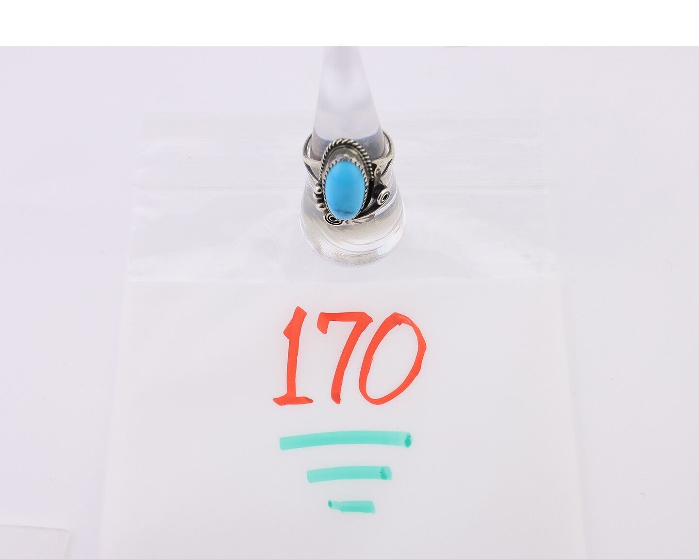 Navajo Ring 925 Silver Sleeping Beauty Turquoise Signed Justin Morris C.80's