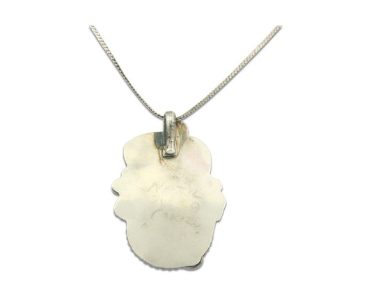 Vintage Navajo Necklace 925 Silver Carico Lake Turquoise & Coral Native Artist