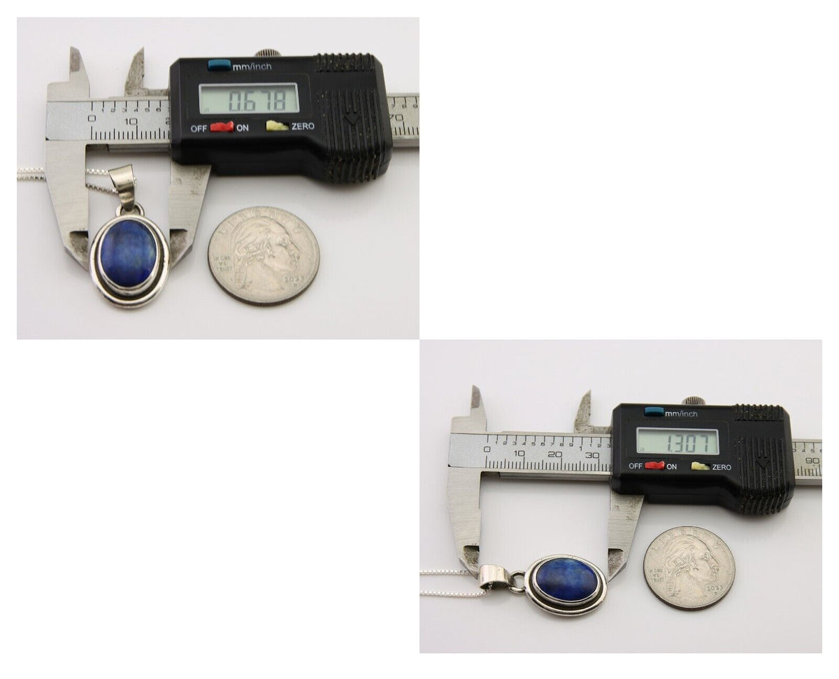 Navajo Pendant 925 Silver Natural Lapis Lazuli Signed Sunrise C.80's