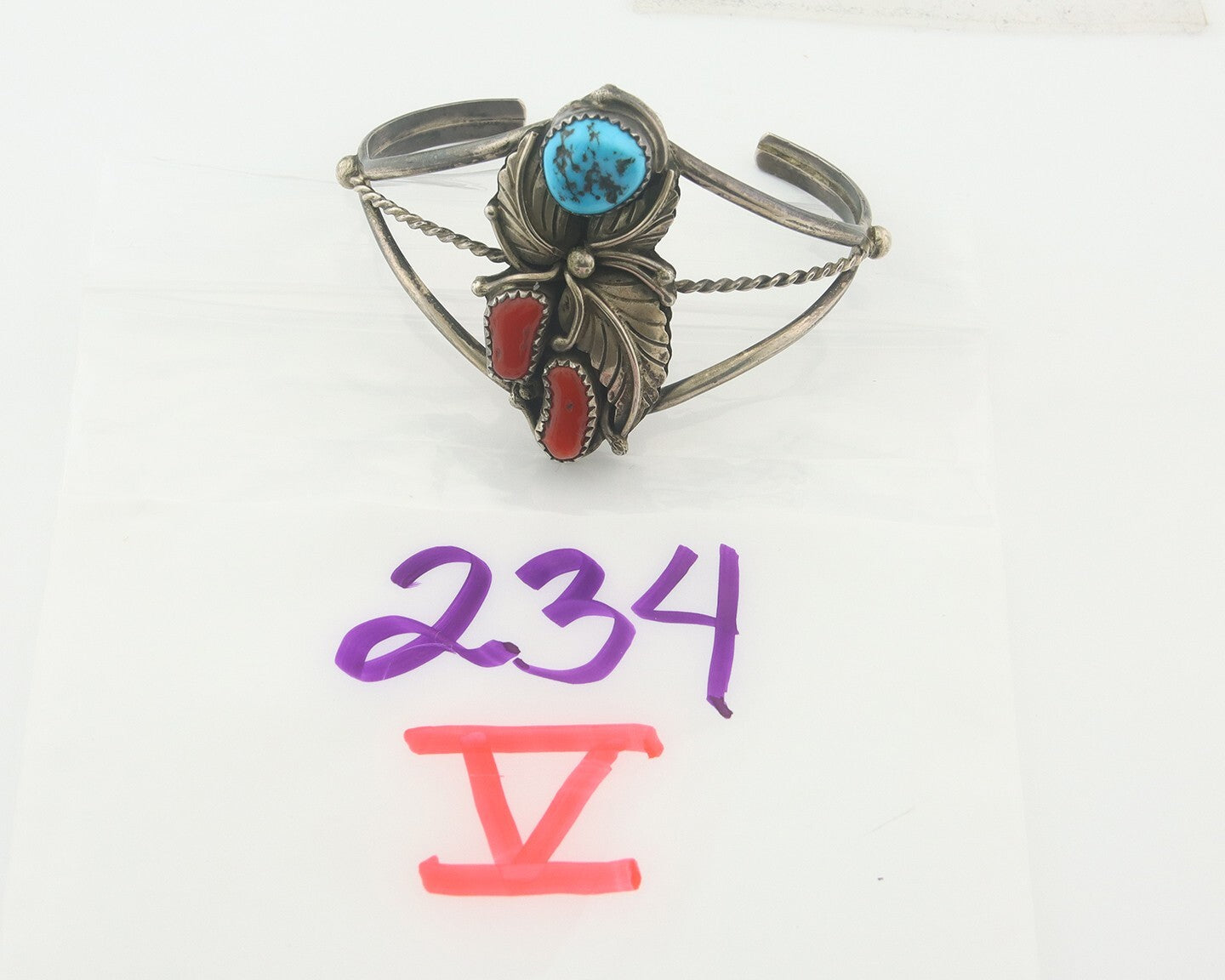 Vintage Navajo Bracelet 925 Silver Handmade Authentic Gemstone Signed C Yazzie