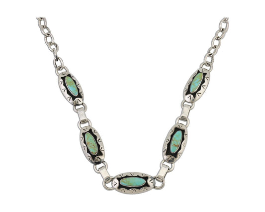 Navajo Necklace 925 Silver Blue Arizona Turquoise Native American Artist C.80's