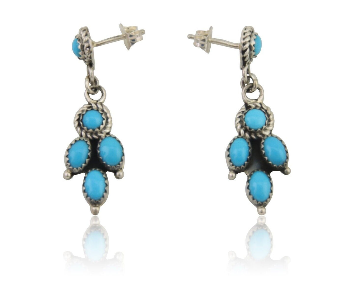 Navajo Paw Earrings 925 Silver Blue Turquoise Native American Artist C.80's