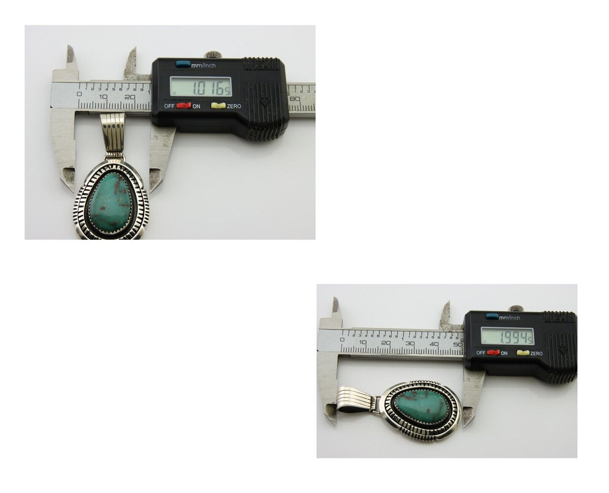 Navajo Pendant 925 Silver Natural Turquoise Artist Signed Lidia Begay C.80's