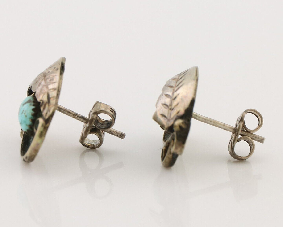 Navajo Earrings 925 Silver Natural Turquoise Native American Artist C.80's