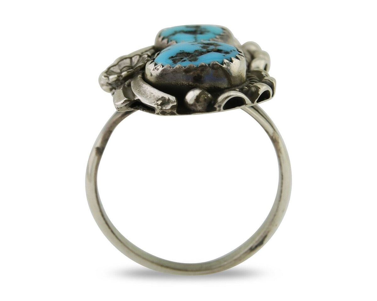 Navajo Ring 925 Silver Blue Turquoise Artist Signed SE C.80's