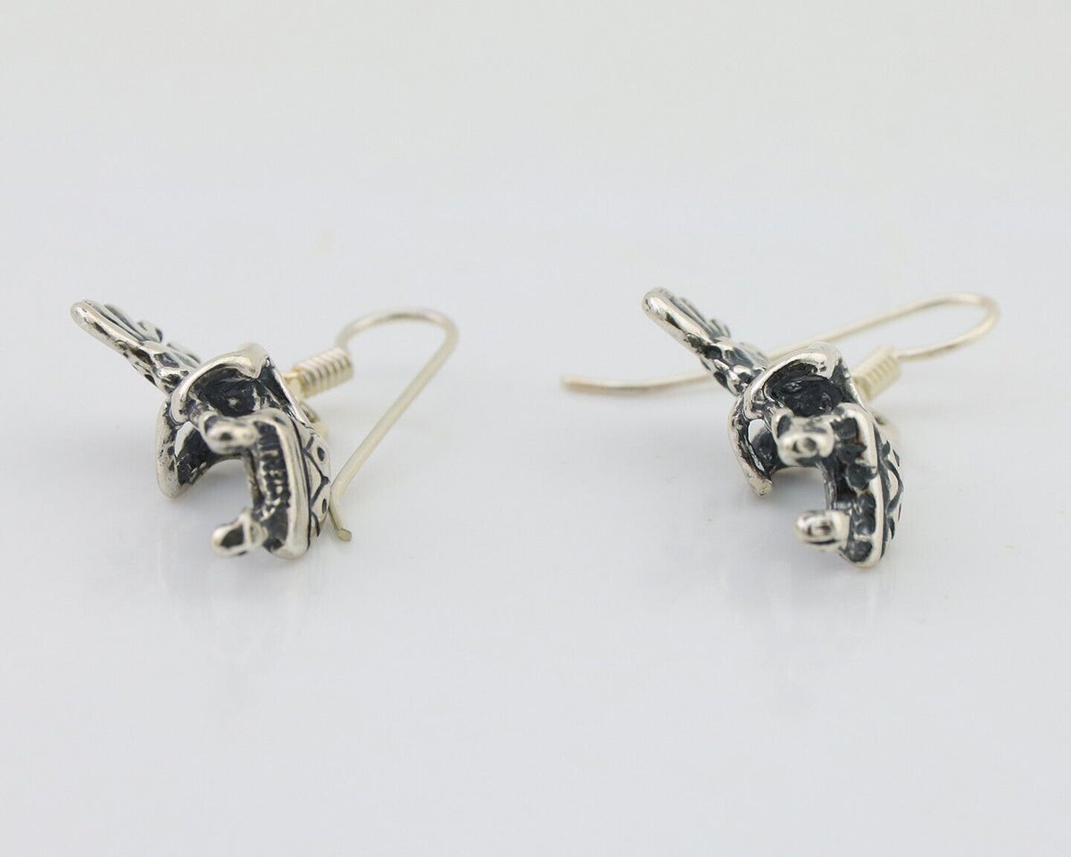 Navajo Kokopelli Dangle Earrings 925 Silver Native American Artist C.80's