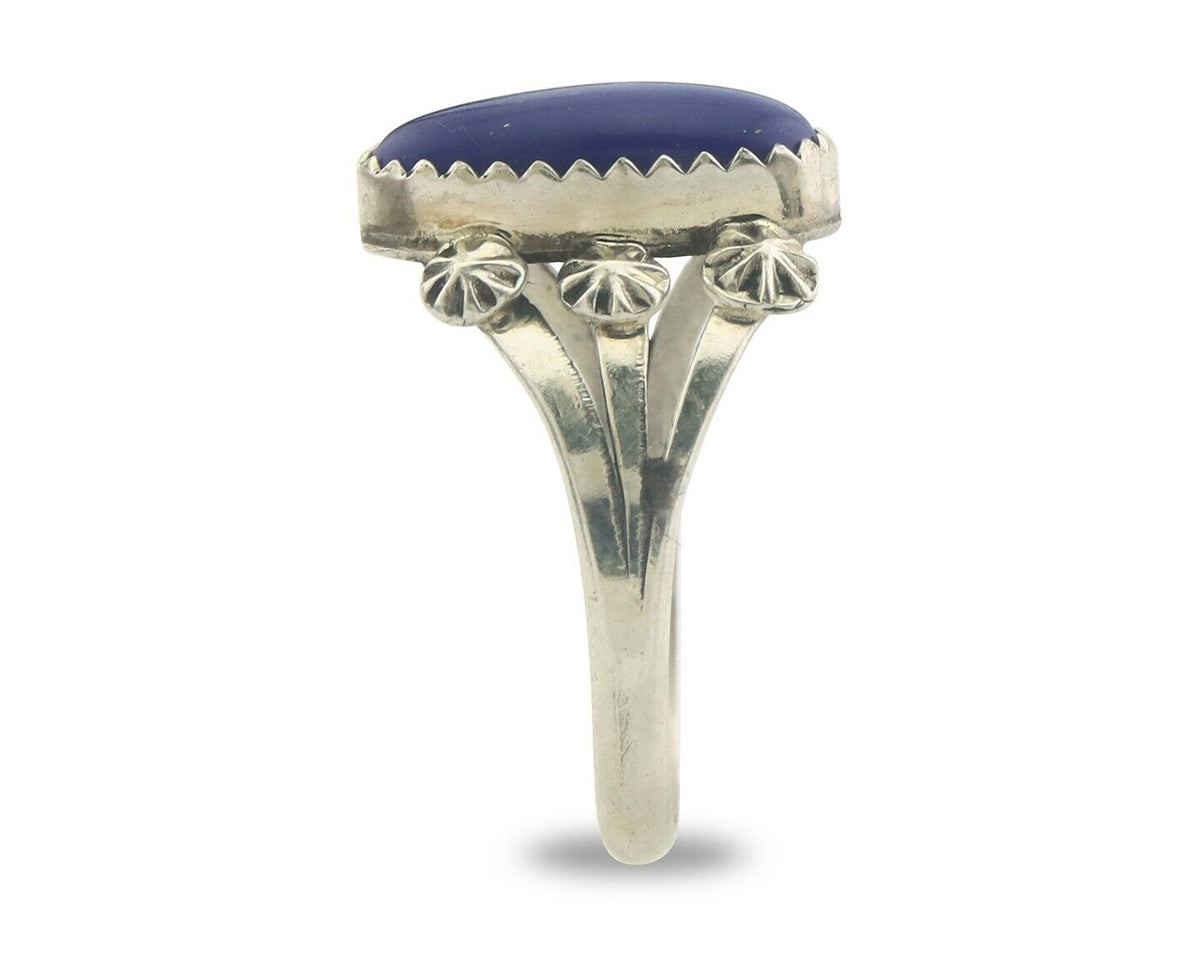 Navajo Ring 925 Sterling Natural Lapis Handmade Native Artist C.80's