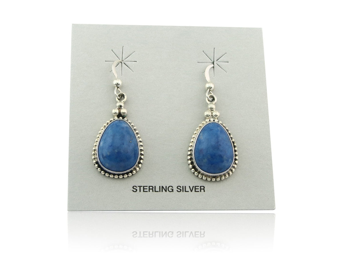 Navajo Earrings Sterling Silver Lapis Vintage Authentic Signed M