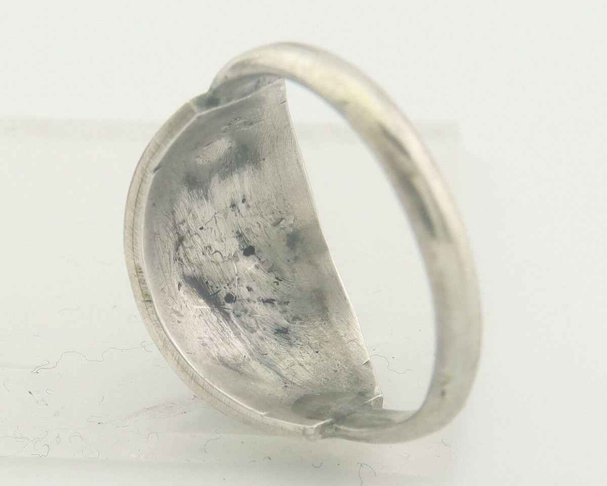 Navajo Ring 925 Silver Inlaid Turquoise Native American Artist C.80's Size 6.75
