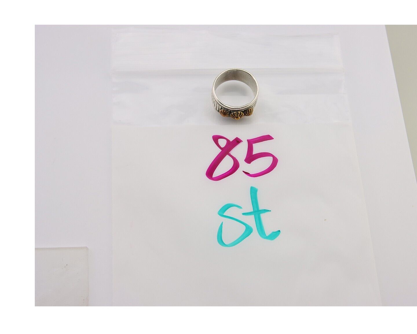 Navajo Handmade Ring 925 Silver & Gold Signed Kee Nataani C.80's