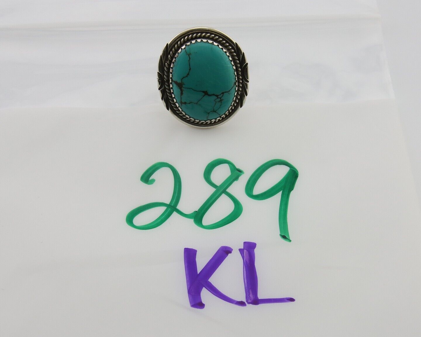 Navajo Ring 925 Silver Natural Spiderweb Turquoise Native Artist C.80's