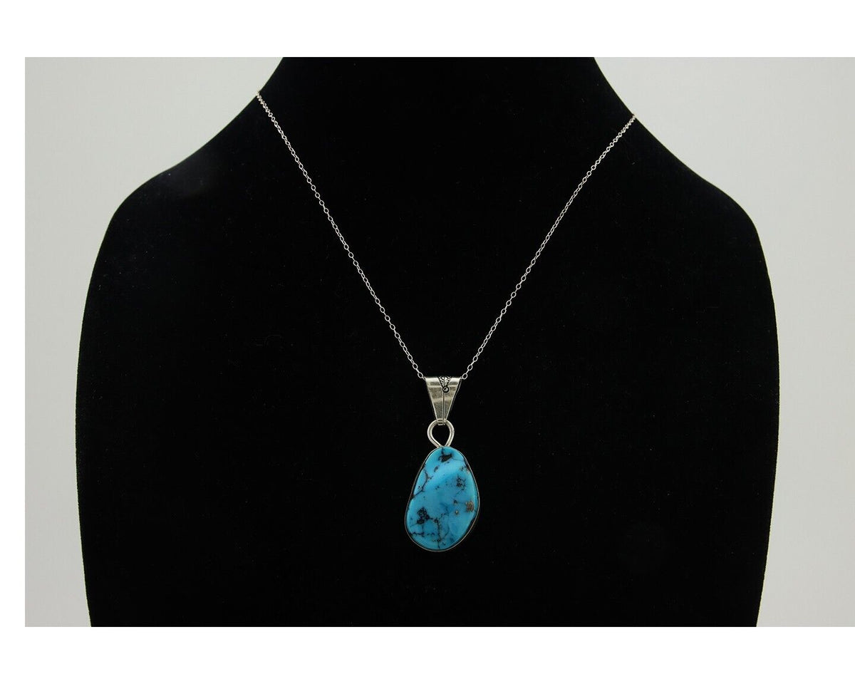 Navajo Necklace 925 Silver Blue Turquoise Artist Signed Tony Guerro C.80's