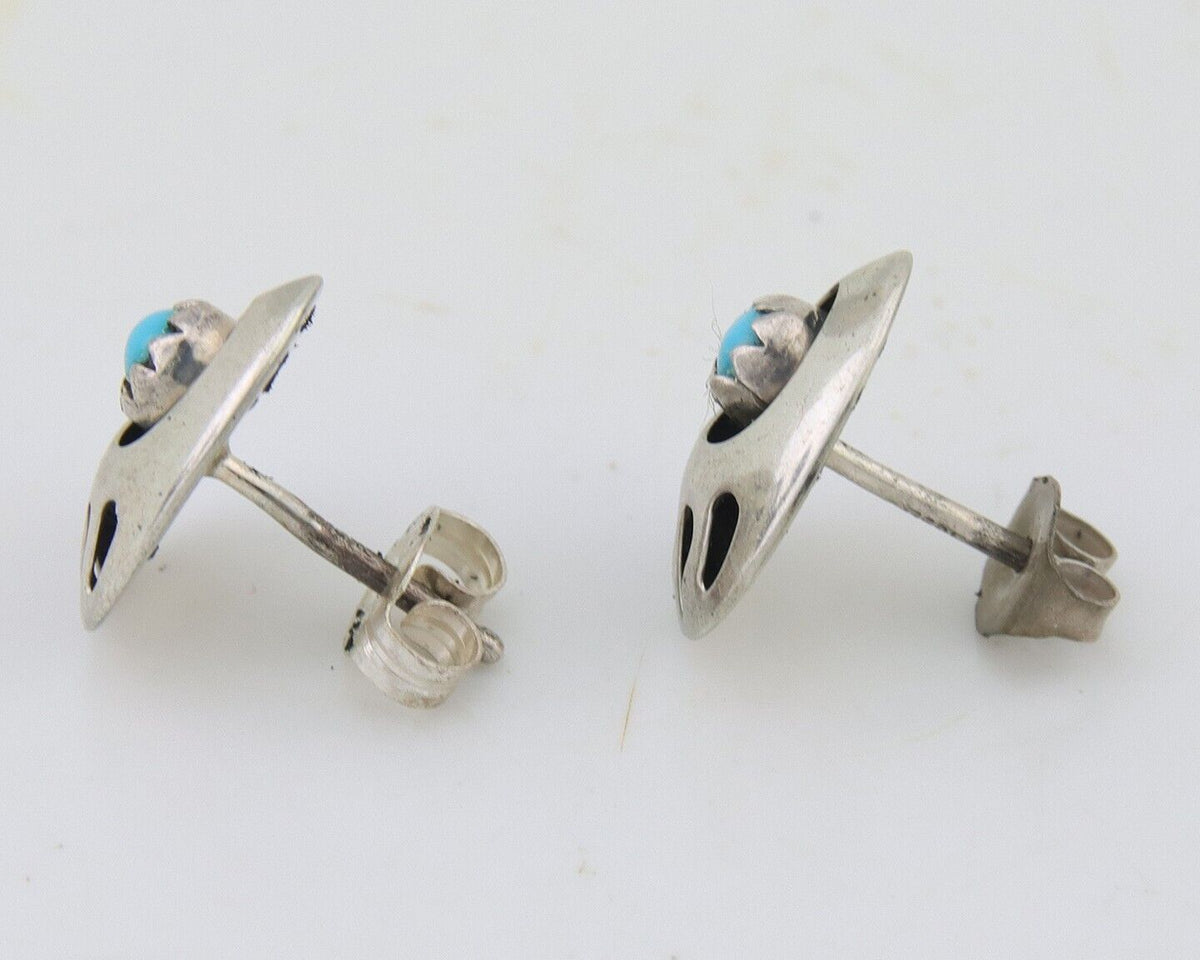 Navajo Paw Earrings 925 Silver Turquoise Native American Artist C.80's