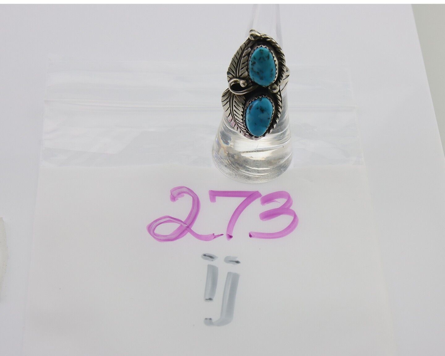Navajo Ring 925 Silver Natural Turquoise Artist Signed Rob T Kelly C.80's