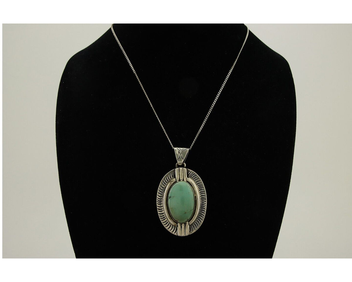 Navajo Necklace 925 Silver Natural Turquoise Artist M Montoya C.80's