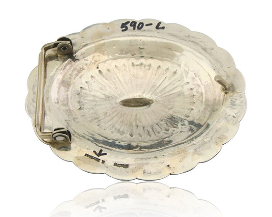 Navajo Belt Buckle 925 Sterling Silver Concho Signed R Martinez 1.5x2.5 in C.80s