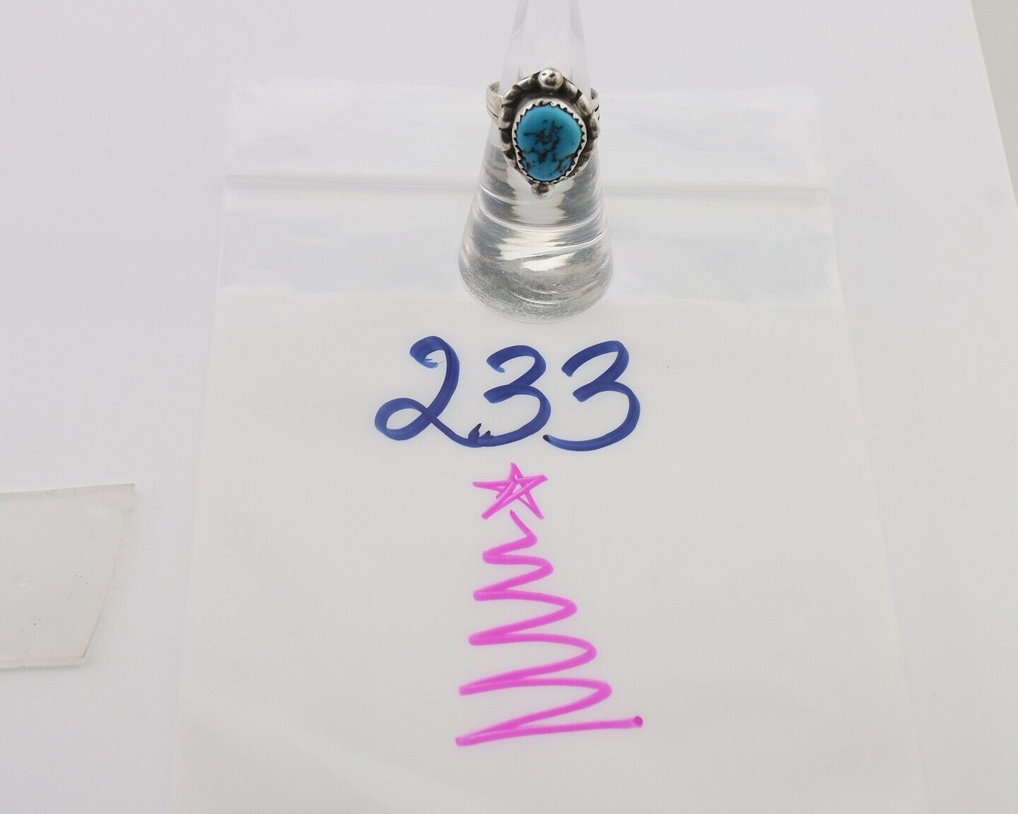 Navajo Ring 925 Silver Sleeping Beauty Turquoise Artist Signed SC C.80's