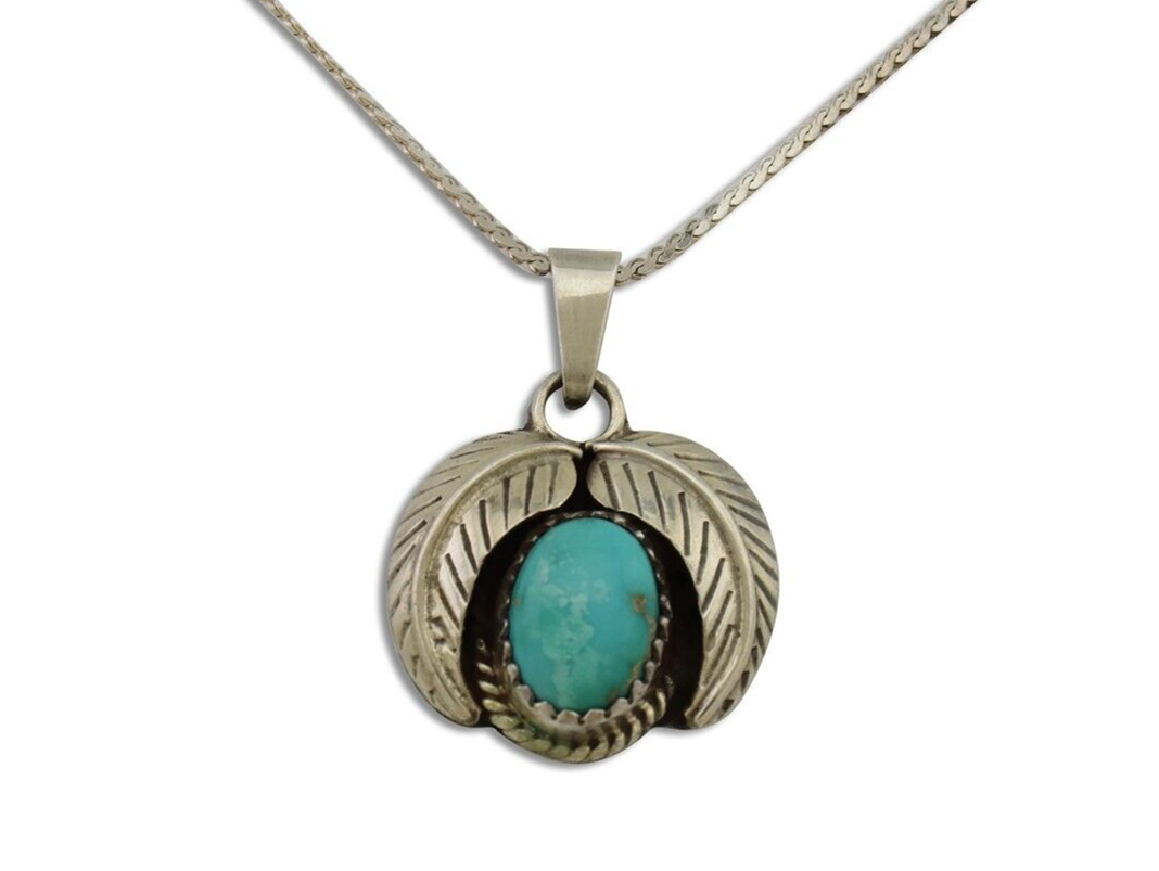 Navajo Turquoise Necklace 925 Silver Native American Artist C.80's