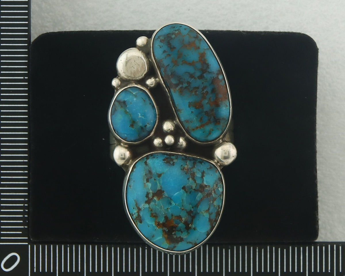 Vintage Navajo Ring 925 Sterling Authentic Turquoise Artist Signed D Size 9.0