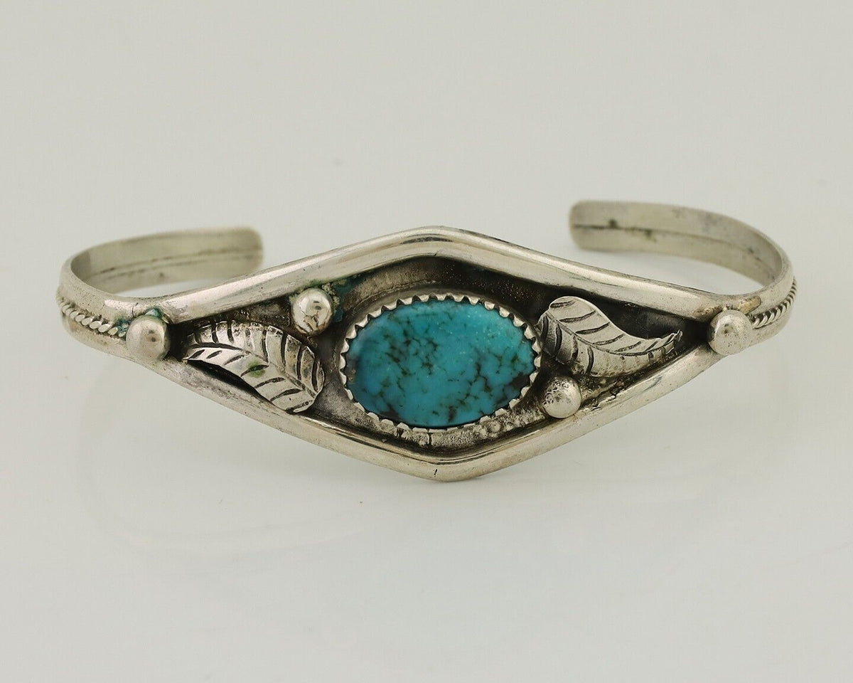 Navajo Bracelet 925 Silver Kingman Turquoise Native American Artist C.80's