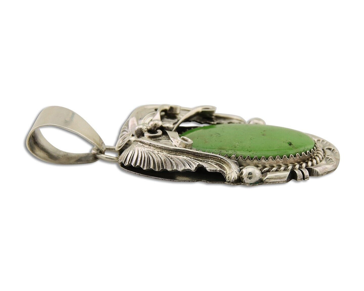 Navajo Pendant 925 Silver Natural Mojave Turquoise Signed E Kee C.80's