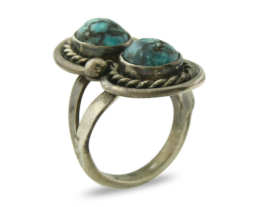Vintage Navajo Ring 925 Sterling Silver Turquoise Handmade Size 6.5
