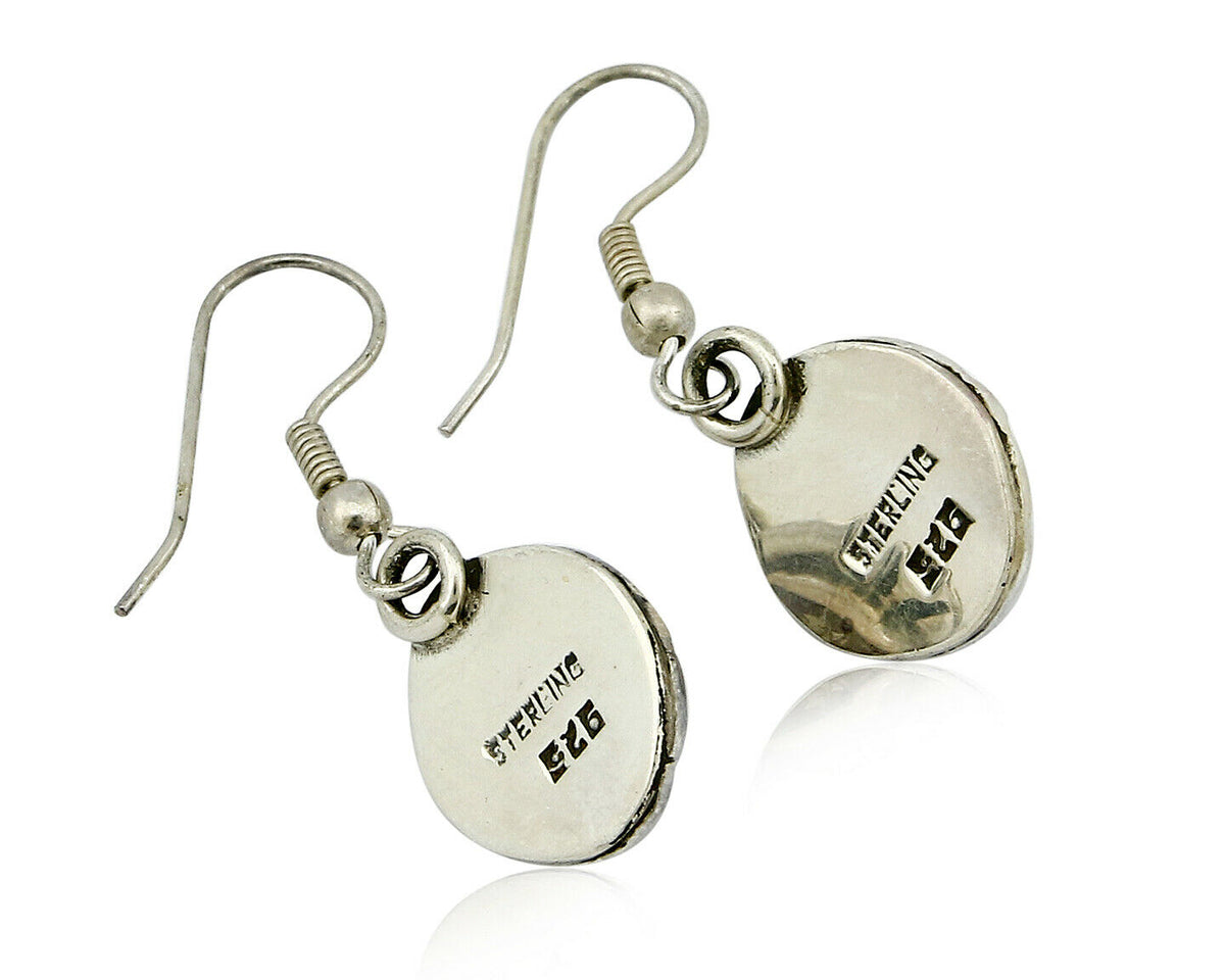 Navajo Hand Stamped Natural Mined Cornelian .925 SOLID Silver Dangle Earrings