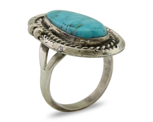 Navajo Handmade Ring 925 Silver Turquoise Native Artist C.80's