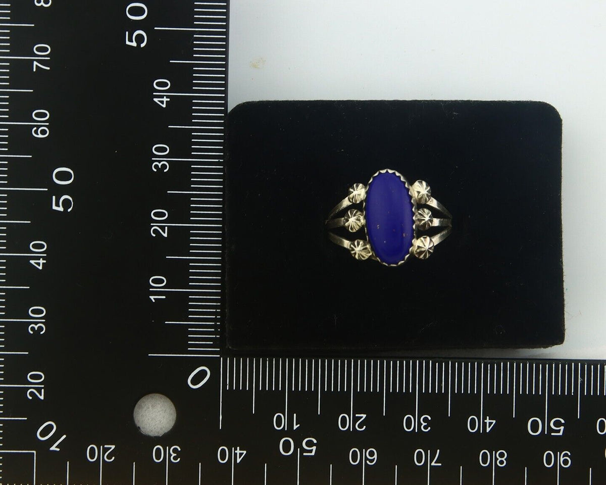 Navajo Ring 925 Sterling Natural Lapis Handmade Native Artist C.80's