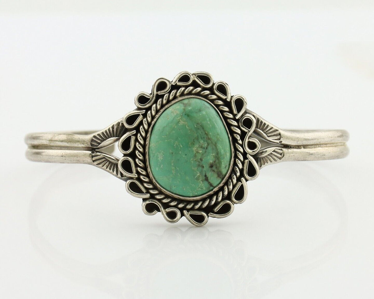 Navajo Bracelet 925 Silver Natural Turquoise Artist Signed L Platero C.80's