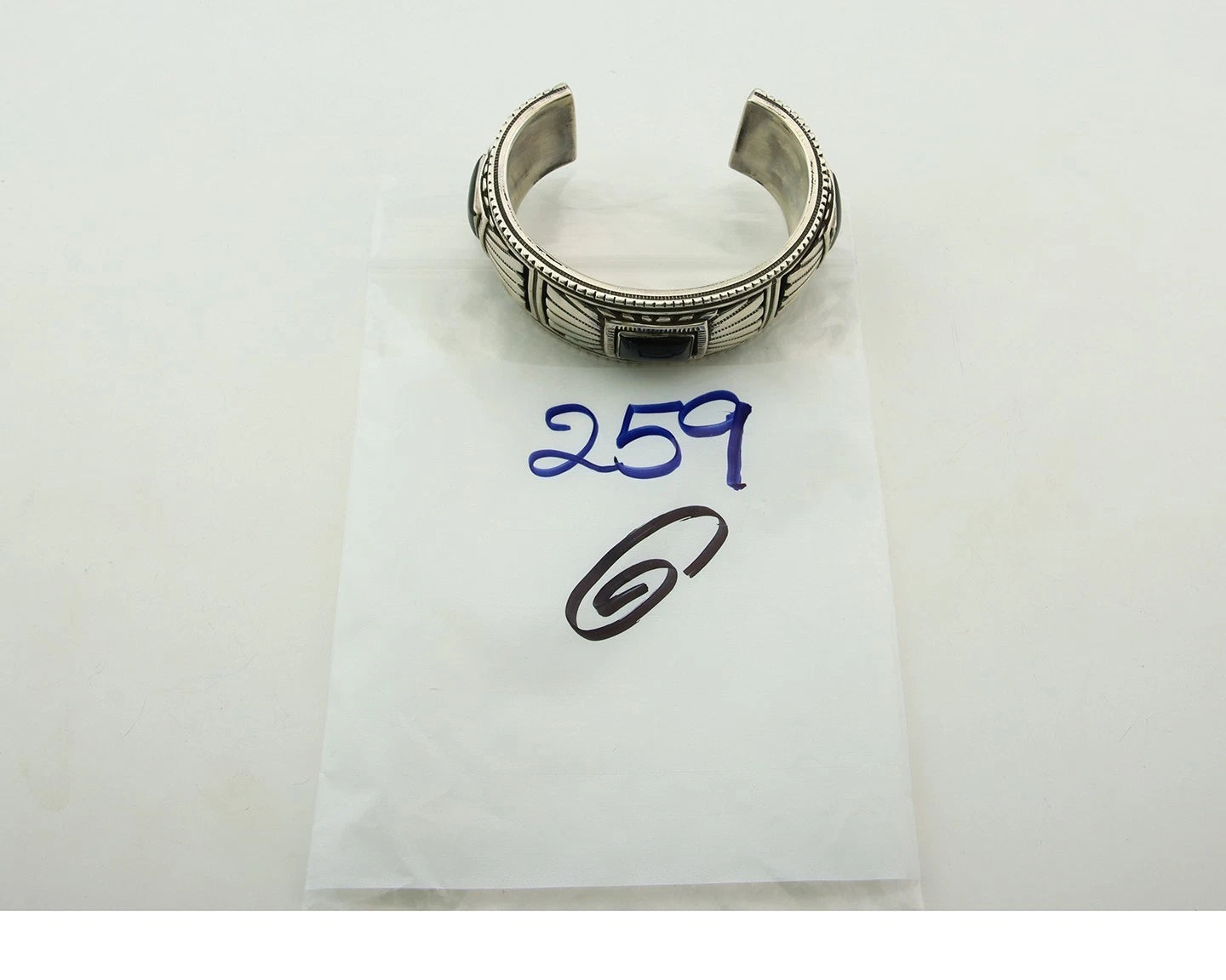 Navajo Cuff Bracelet Sterling Silver Black Onyx Vintage Signed Alvin Yazzie