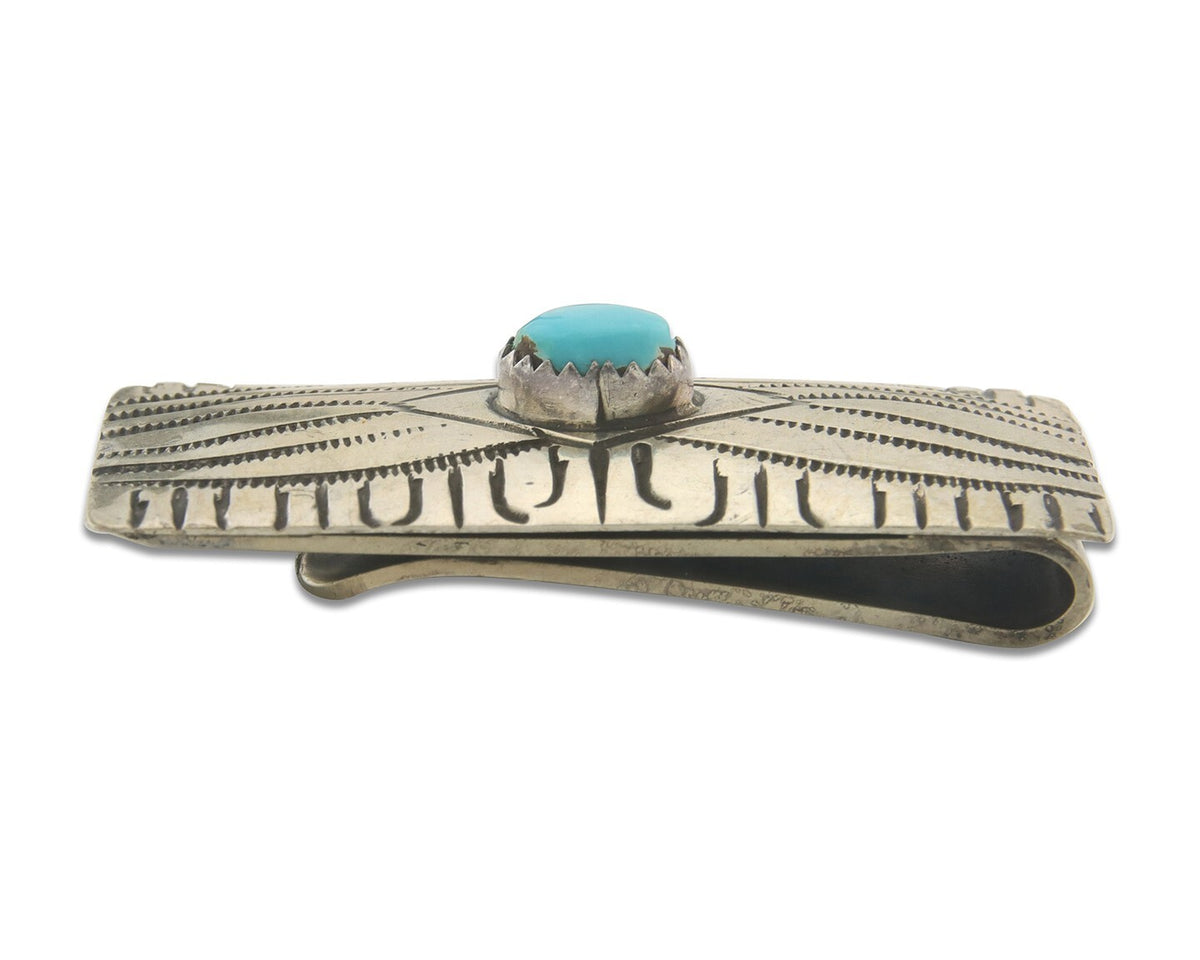 Navajo Money Clip 925 Silver & 999 Nickle Hand Stamp Native American Artist C80s