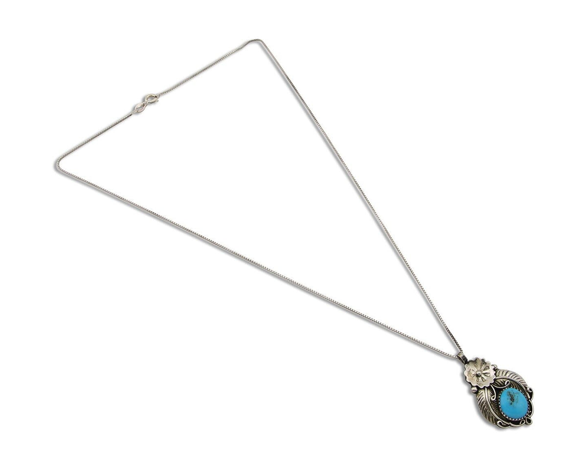 Navajo Necklace 925 Silver Natural Turquoise Artist Signed Mike Begay C.80's