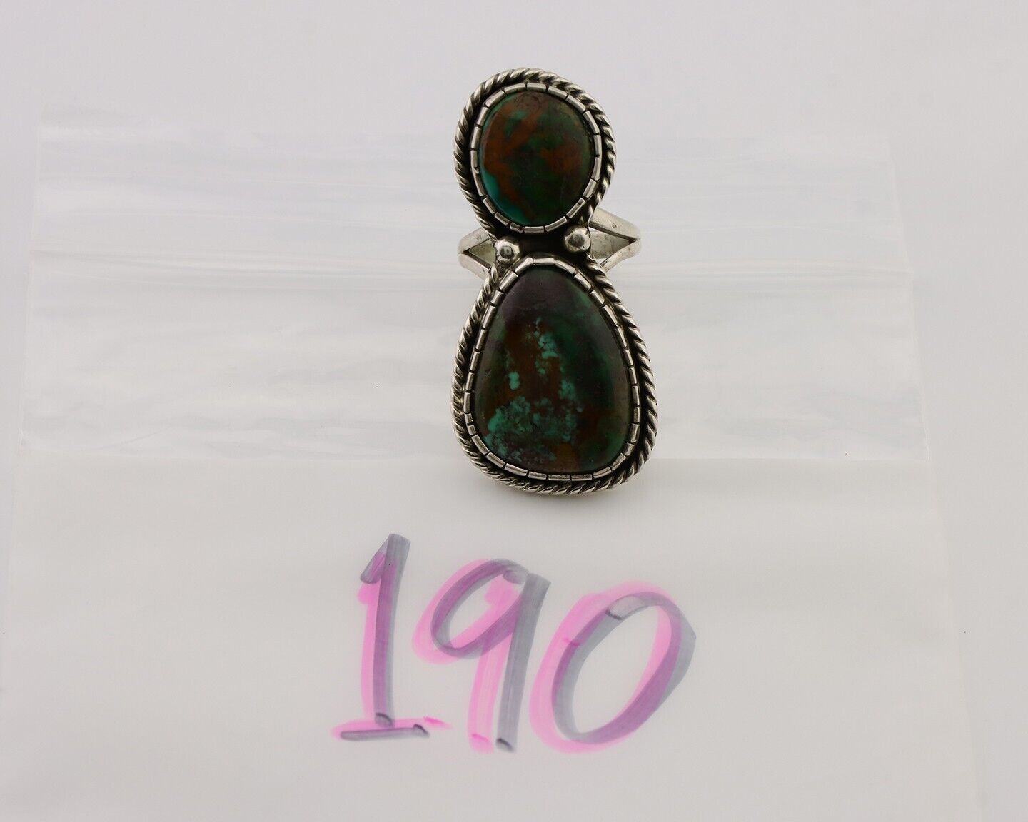 Navajo Handmade Ring 925 Silver Natural Tuquoise Artist Signed B Yazzie C.80's