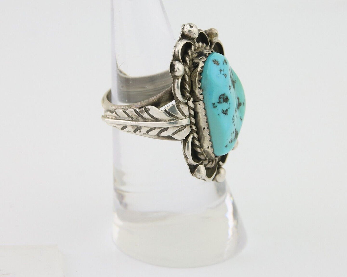 Navajo Ring 925 Silver Natural Blue Turquoise Native American Artist C.80's