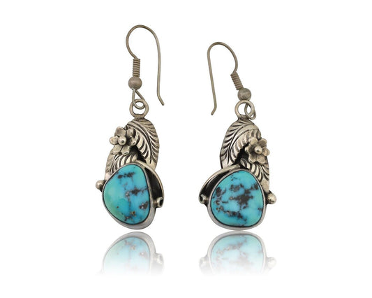 Navajo Handmade Earrings 925 Silver Natural Turquoise Native Artist C.80's