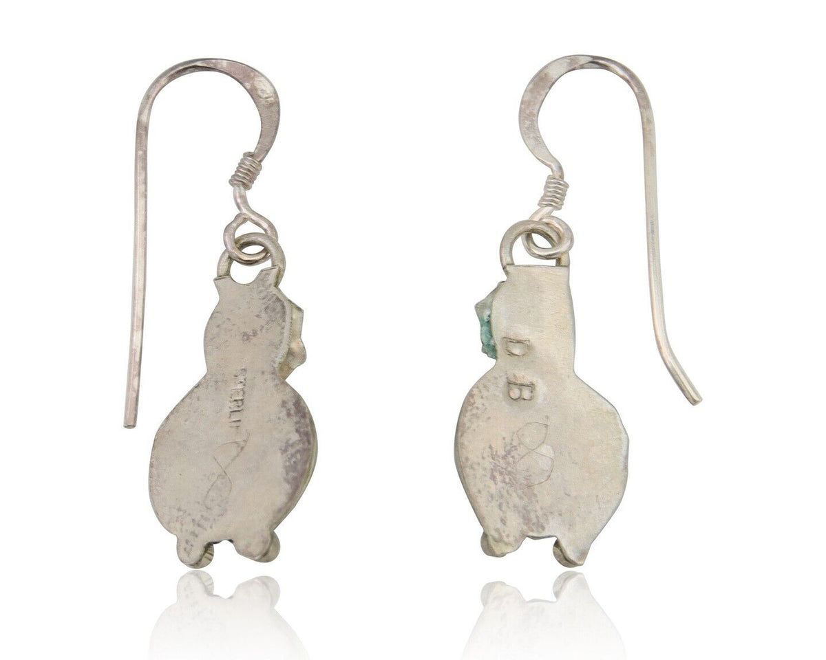 Navajo Dangle Earrings 925 Silver Natural Turquoise Artist Signed DB C.80's