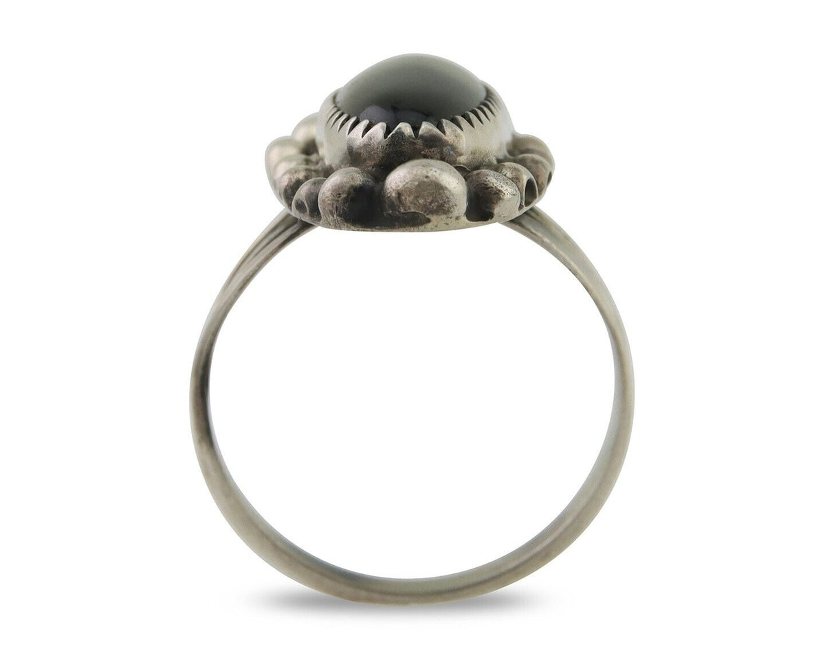 Navajo Handmade Ring 925 Silver Black Onyx Artist Signed SC C.80's