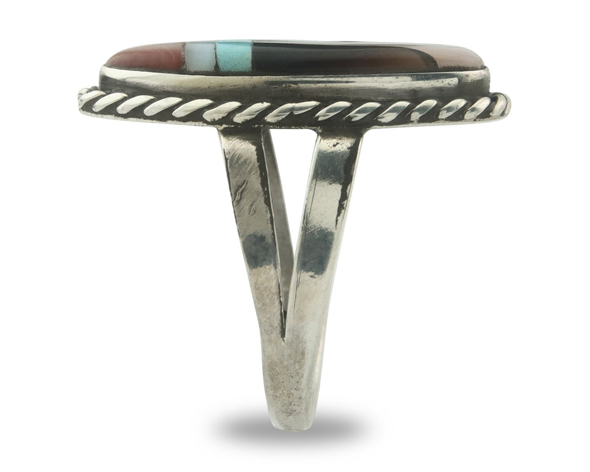 Vintage Zuni Ring 925 Sterling Silver Natural Gemstone Size 6.25