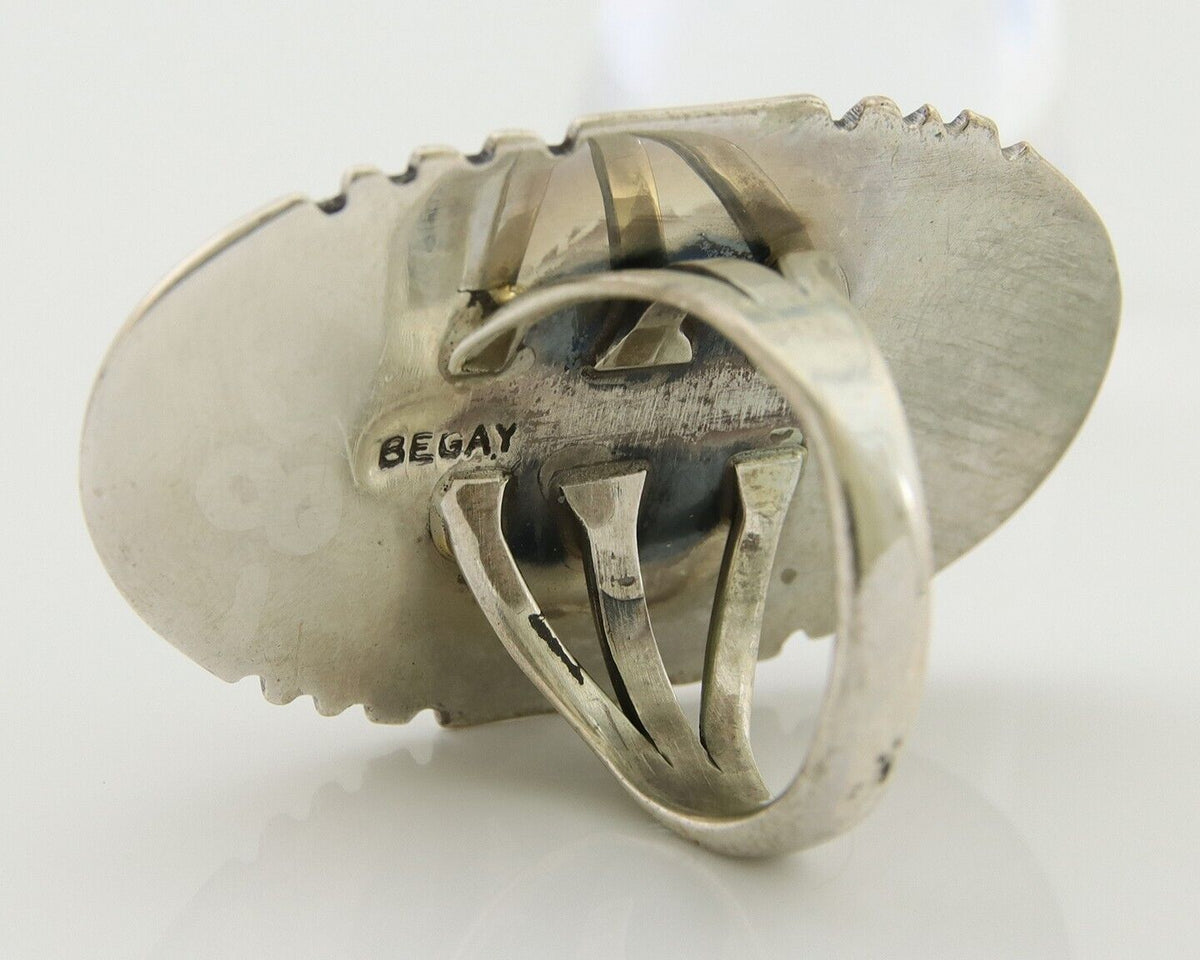 Navajo Ring 925 Silver Green Turquoise Native American Artist C.80's