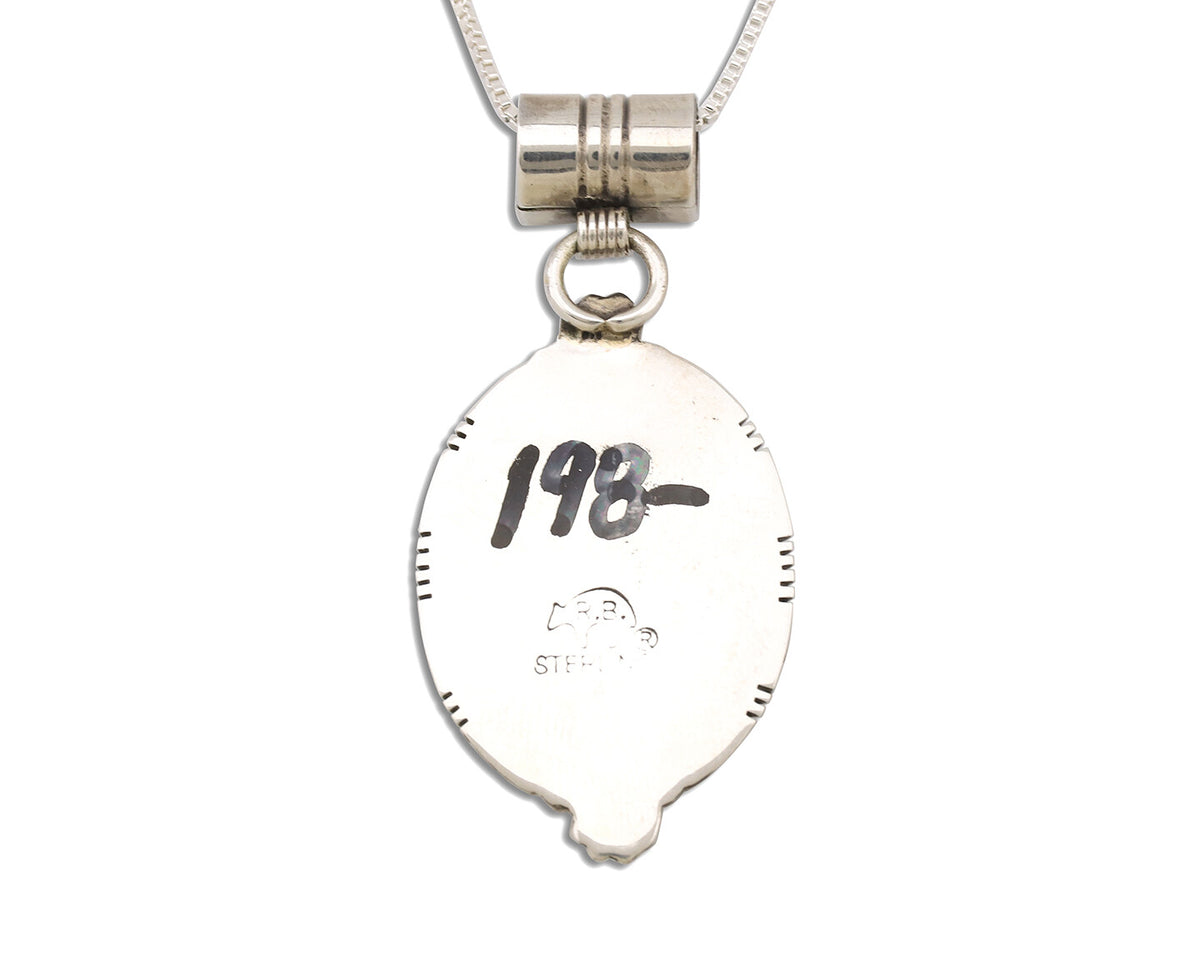 Navajo Necklace 925 Silver Natural Mined Gaspiete Artist Signed RB C.80's