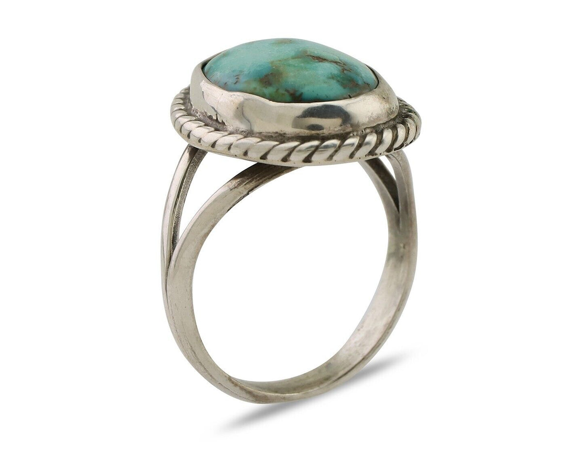 Navajo Ring 925 Silver Natural Blue Turquoise Native American Artist C.80's