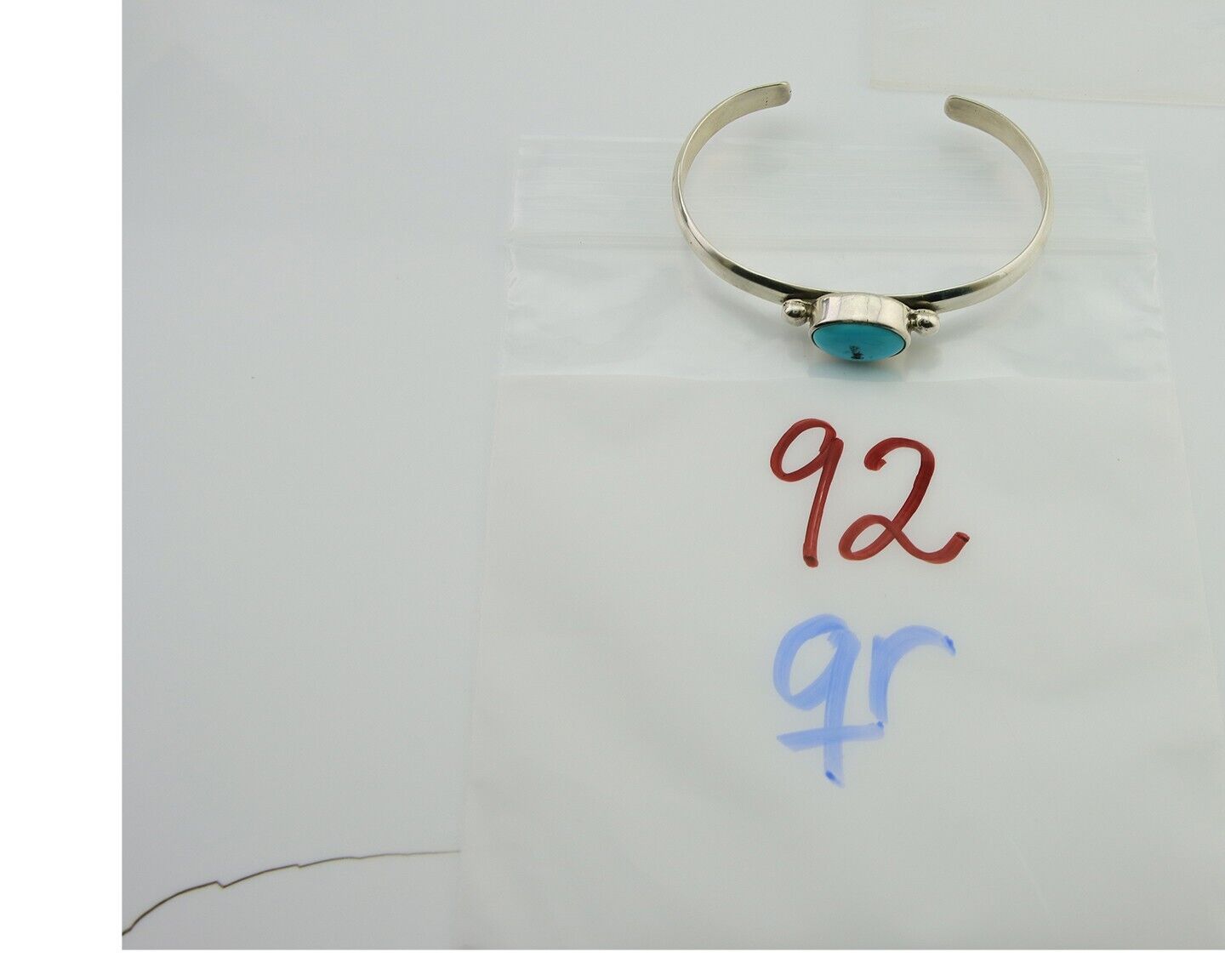 Navajo Cuff Bracelet Blue Turquoise 925 Silver Native American Artist C.80's