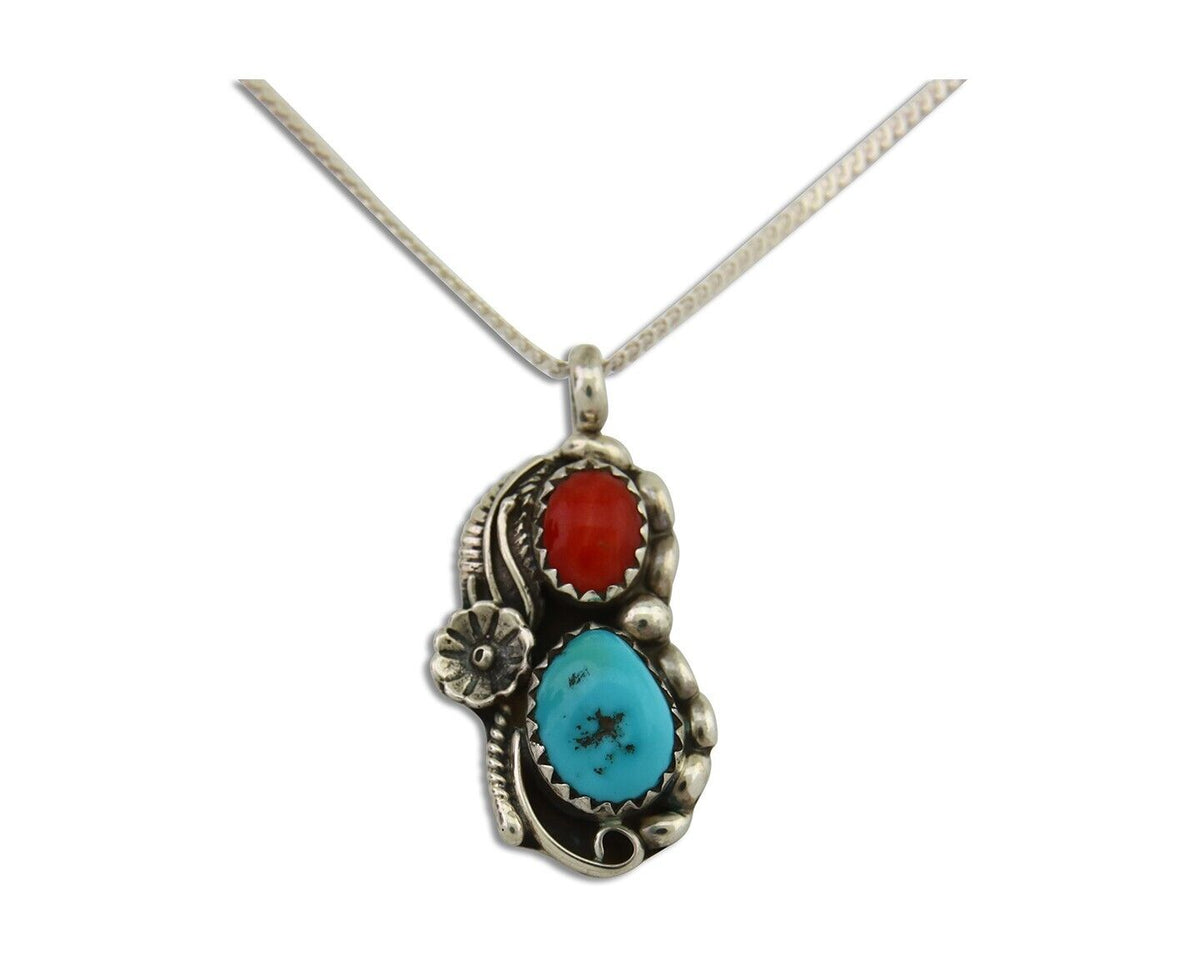 Navajo Necklace 925 Silver Spiderweb Turquoise Artist Signed SC C80s